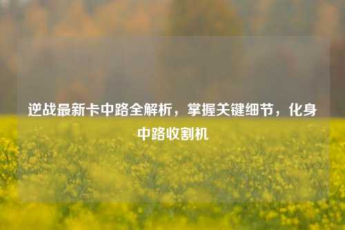 逆战最新卡中路全解析，掌握关键细节，化身中路收割机
