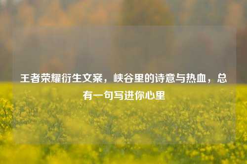王者荣耀衍生文案，峡谷里的诗意与热血，总有一句写进你心里