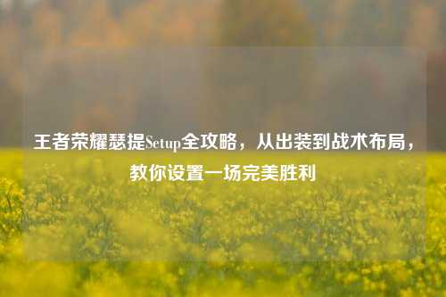 王者荣耀瑟提Setup全攻略，从出装到战术布局，教你设置一场完美胜利
