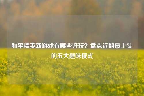 和平精英新游戏有哪些好玩？盘点近期最上头的五大趣味模式