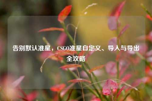告别默认准星,CSGO准星自定义、导入与导出全攻略