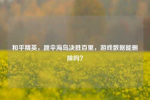和平精英,跳伞海岛决胜百里,游戏数据能删除吗?