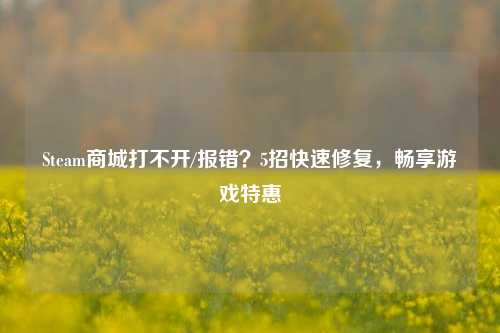 Steam商城打不开/报错?5招快速修复,畅享游戏特惠