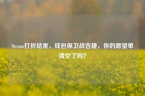 Steam打折结束,钱包保卫战告捷,你的愿望单清空了吗?