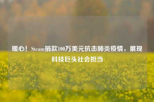 暖心!Steam捐款100万美元抗击肺炎疫情,展现科技巨头社会担当