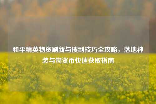 和平精英物资刷新与搜刮技巧全攻略,落地神装与物资币快速获取指南