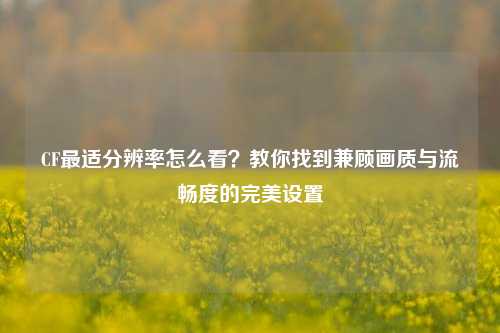 CF最适分辨率怎么看?教你找到兼顾画质与流畅度的完美设置