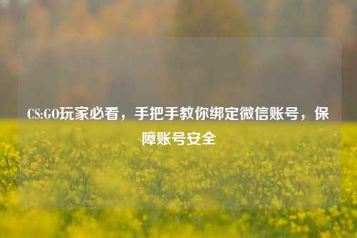 CS:GO玩家必看,手把手教你绑定微信账号,保障账号安全