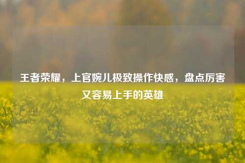 王者荣耀,上官婉儿极致操作快感,盘点厉害又容易上手的英雄