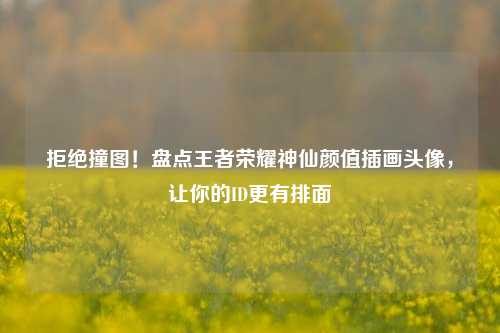 拒绝撞图!盘点王者荣耀神仙颜值插画头像,让你的ID更有排面