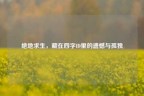 绝地求生,藏在四字ID里的遗憾与孤独