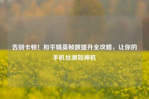 告别卡顿!和平精英帧数提升全攻略,让你的手机丝滑如神机