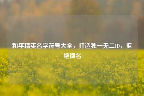 和平精英名字符号大全,打造独一无二ID,拒绝撞名