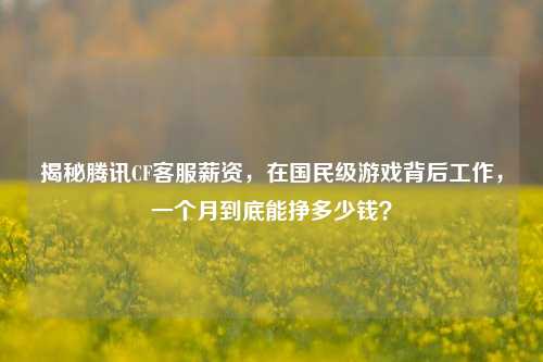揭秘腾讯CF客服薪资,在国民级游戏背后工作,一个月到底能挣多少钱?
